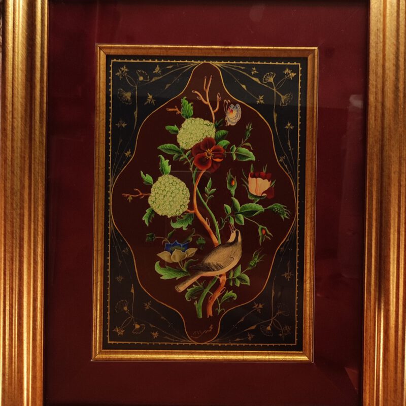 تابلو نقاشی گل و مرغ لاکی