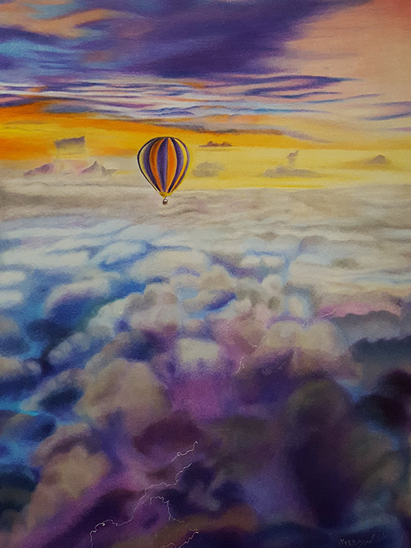 تابلو نقاشی بالن بر فراز ابرها